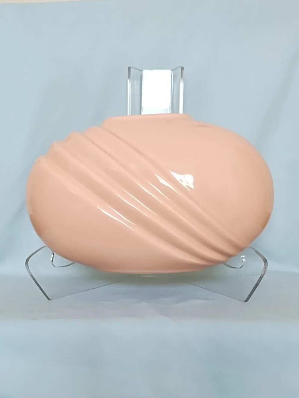 Vintage 80's Art Deco Glossy Peach Ceramic Decorative Vase Neo Deco Home Accents